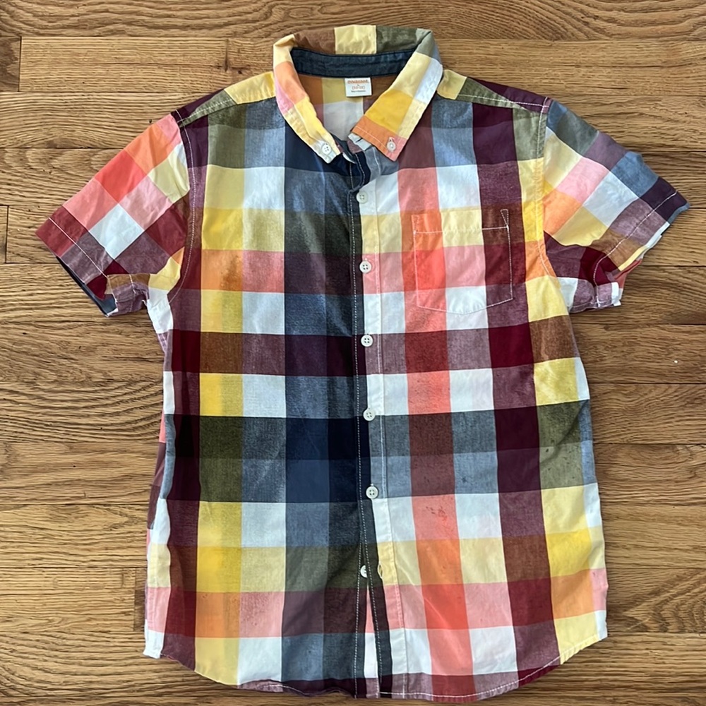 Gymboree SS Plaid button front shirt 10/12